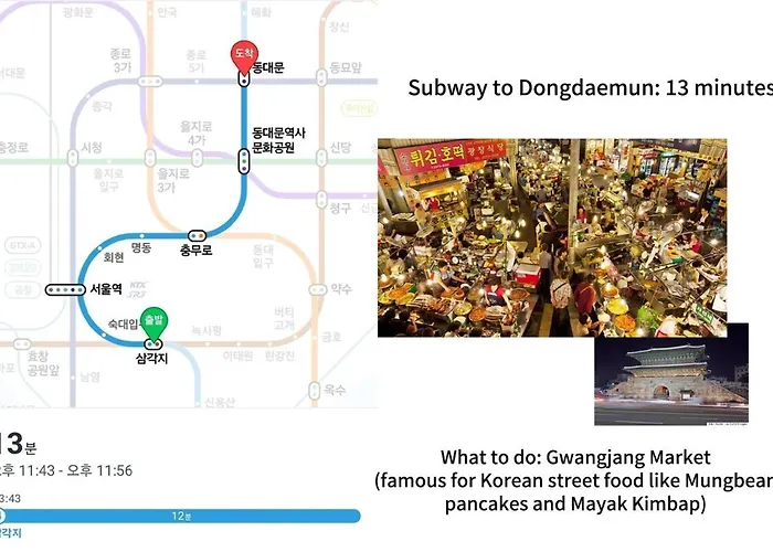 Apartment 1 Minute To Samgakji Area, 2 Rooms, 3 Beds, Myeongdong, Hongdae, Itaewon, Station, Maximum 4 People, Hybe, Airport Bus