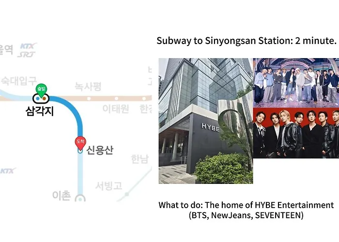 Apartment 1 Minute To Samgakji Area, 2 Rooms, 3 Beds, Myeongdong, Hongdae, Itaewon, Station, Maximum 4 People, Hybe, Airport Bus *
